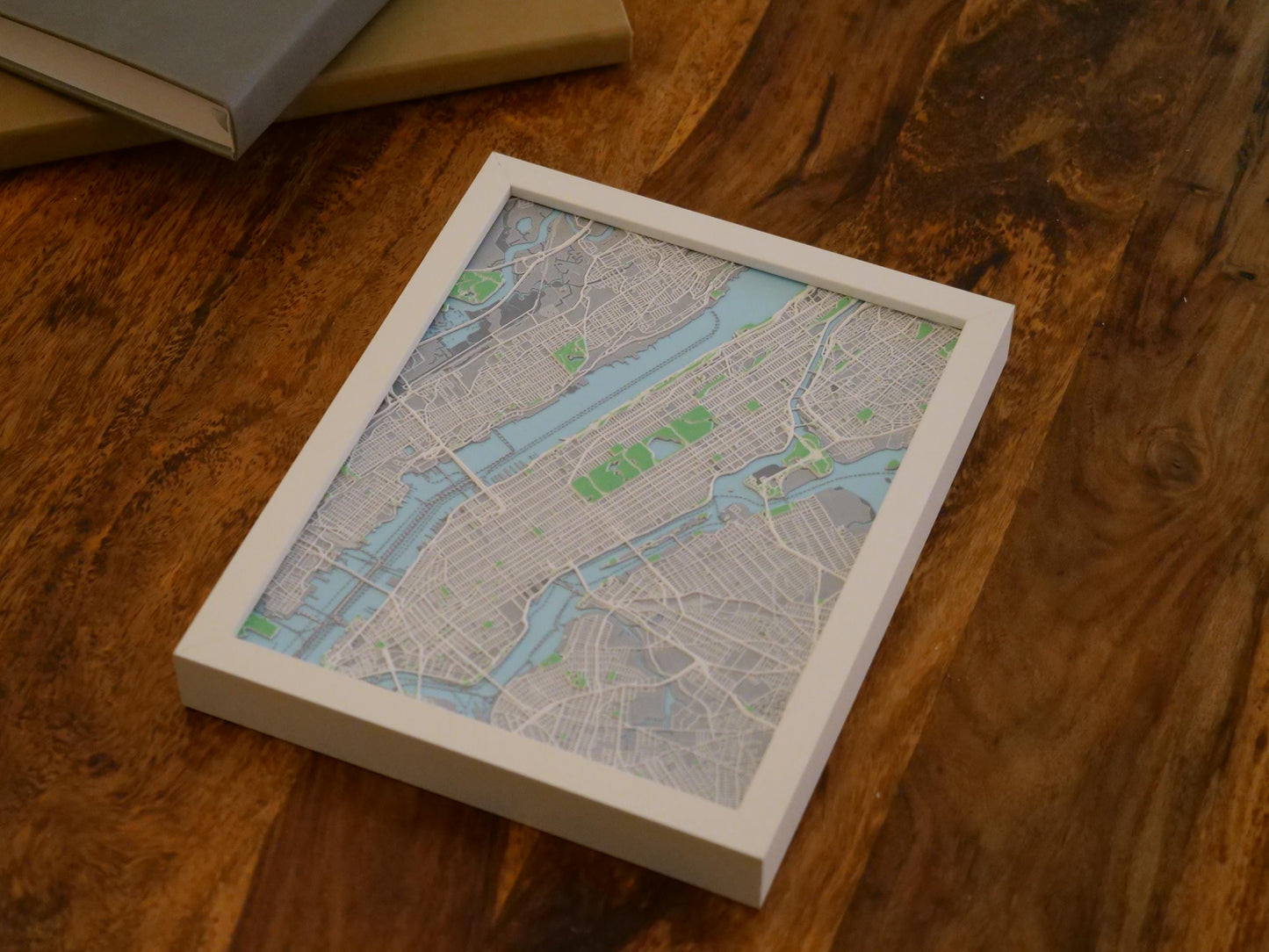 New York 3D City Street Map - Framed