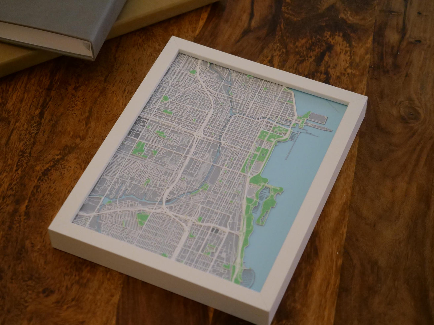 Chicago 3D Street Map - Framed