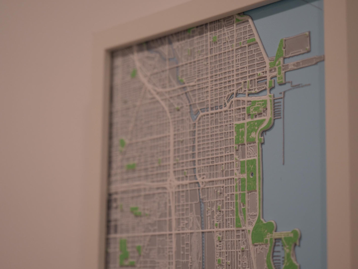 Chicago 3D Street Map - Framed