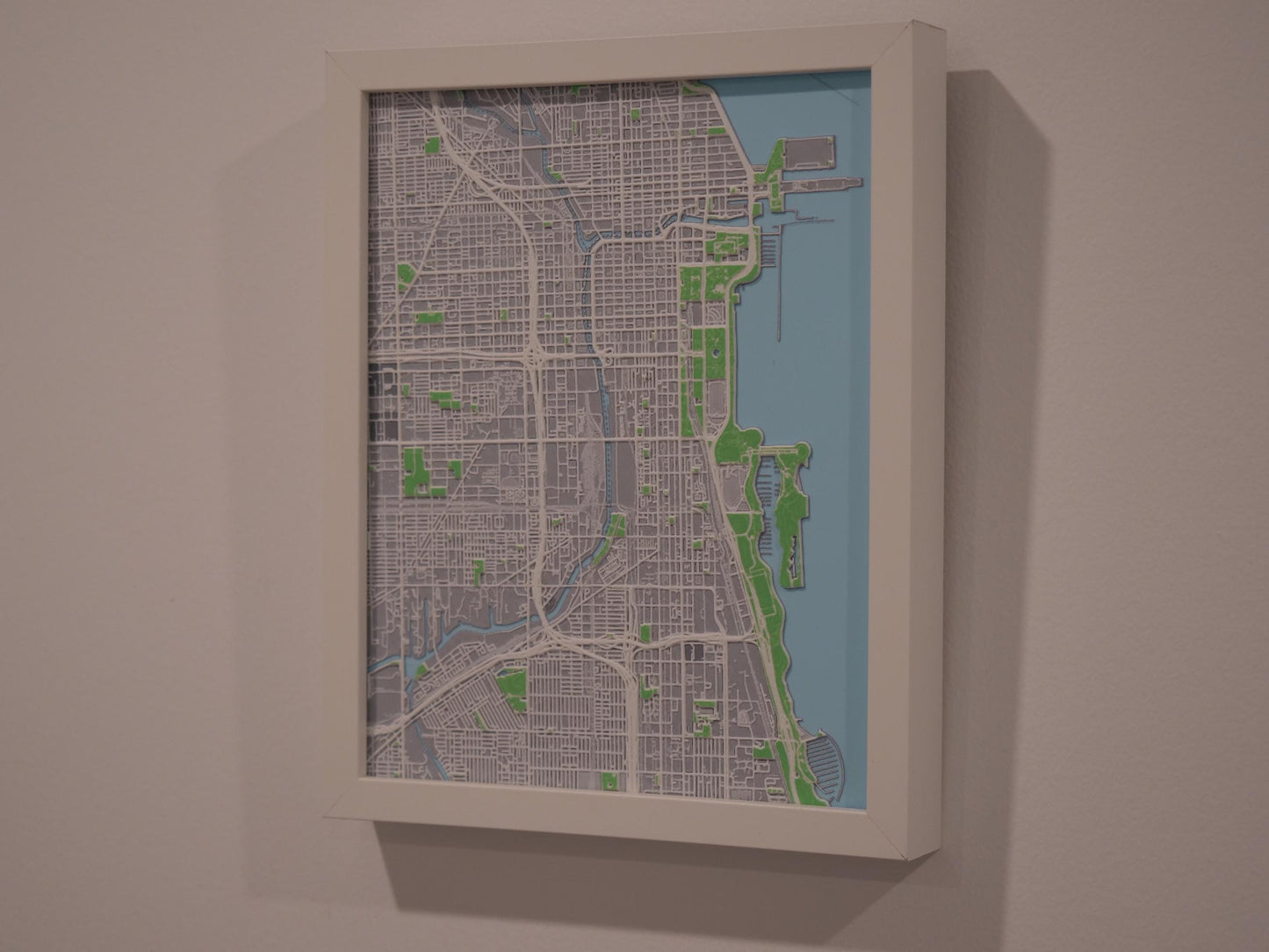 Chicago 3D Street Map - Framed