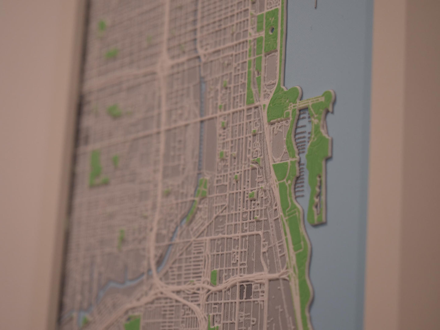 Chicago 3D Street Map - Framed