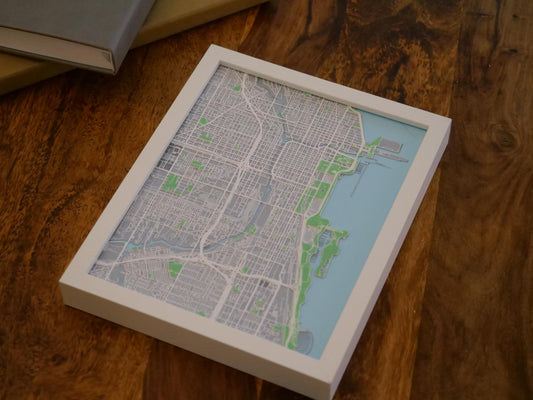 Chicago 3D Street Map - Framed
