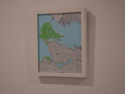 3D Vancouver Street Map - Framed