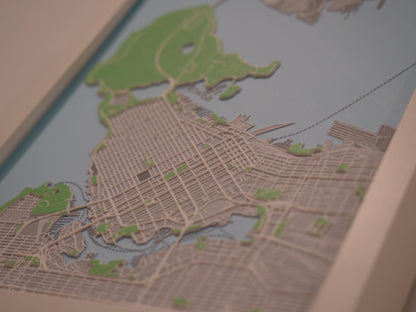 3D Vancouver Street Map - Framed
