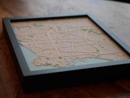 3D Los Angeles Street Map - Framed