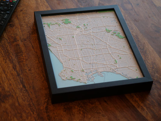 3D Los Angeles Street Map - Framed