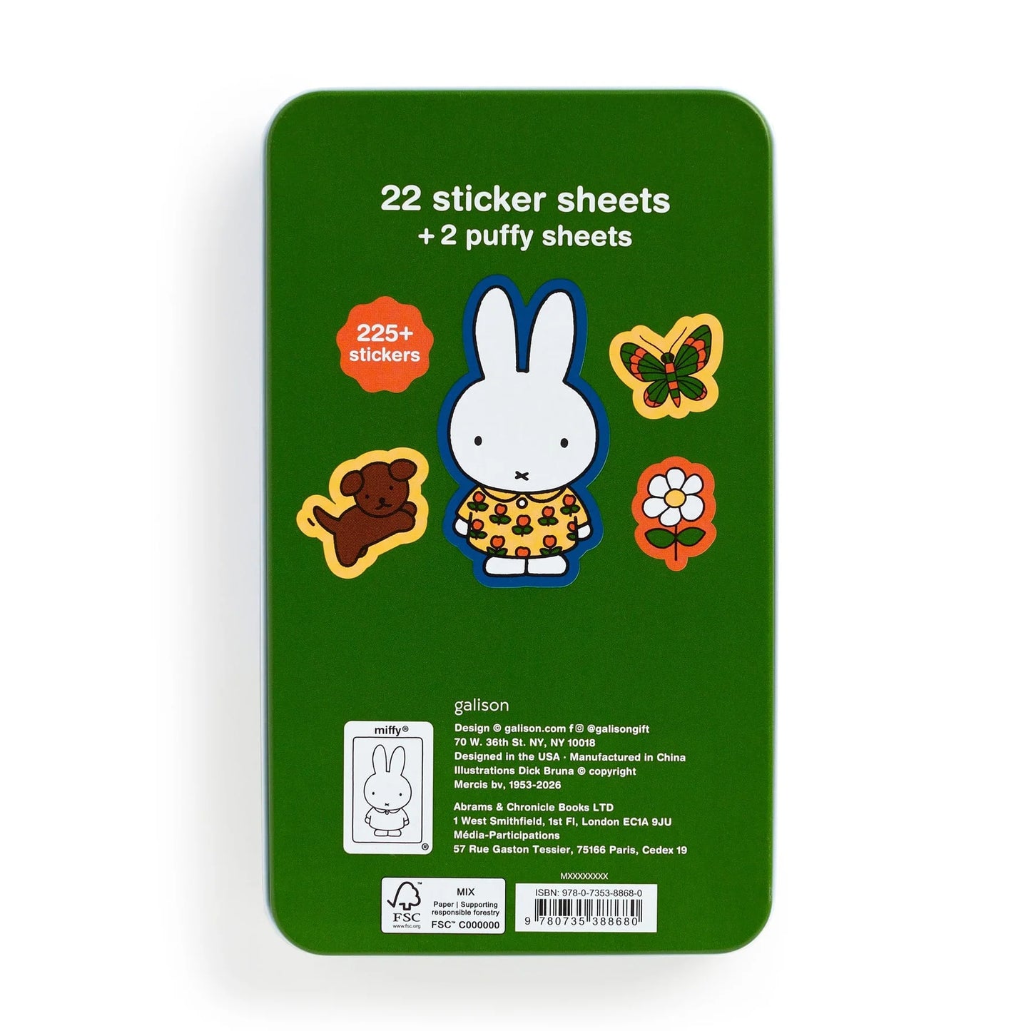 Galison Miffy Sticker Tin – 22 Pages of Miffy Stickers and 2 Pages of Puffy Miffy Stickers