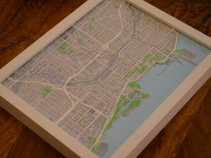Chicago 3D Street Map - Framed