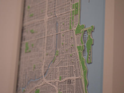 Chicago 3D Street Map - Framed