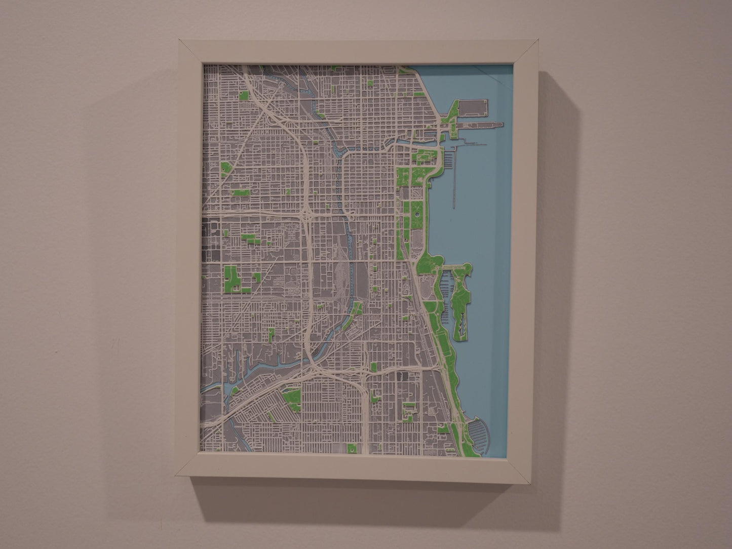 Chicago 3D Street Map - Framed