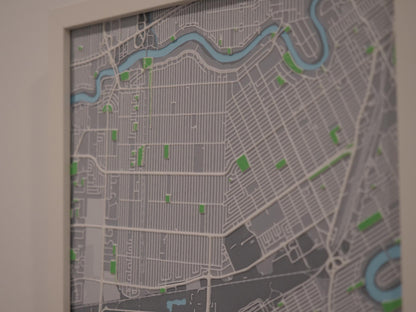 River Heights, Winnipeg 3D Street Map - Framed