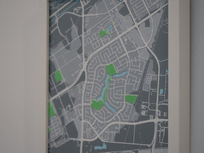 Lindenwoods, Winnipeg 3D Street Map - Framed